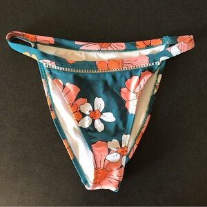 3/$10 Teal Brazilian cut Floral Bikini Bottom